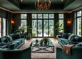 dark green living room