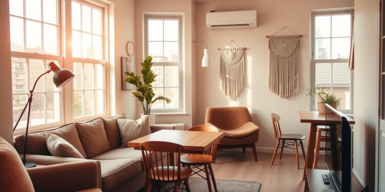 small living room with dining table